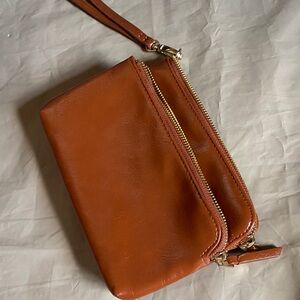 Elegant Tan Leather Clutch(brand new without the tags)